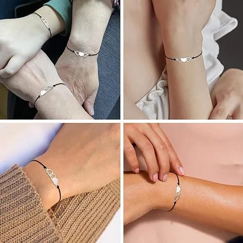 BLUE HOPE 2/3 Pcs Matching Heart Bracelets for Women - Friendship Gifts for Best Friends, Sisters, Cousins, Bestie Jewelry Set, Meaningful Love Bond