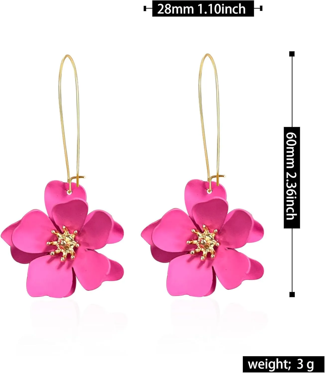 Bohemian Daisy Flower Matte Floral Long Petal Drop Dangle Earrings Layered Tiered for Women Chic Boho Wedding Jewelry