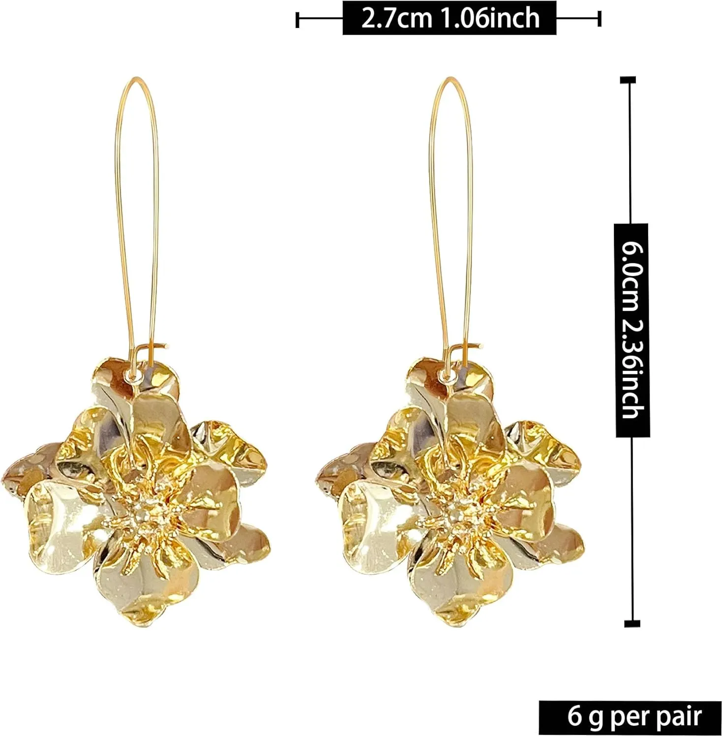 Bohemian Daisy Flower Matte Floral Long Petal Drop Dangle Earrings Layered Tiered for Women Chic Boho Wedding Jewelry