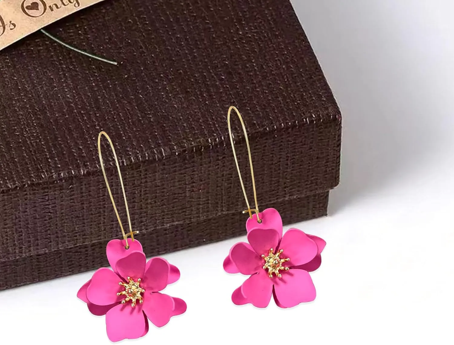 Bohemian Daisy Flower Matte Floral Long Petal Drop Dangle Earrings Layered Tiered for Women Chic Boho Wedding Jewelry