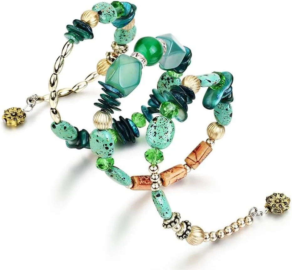 Boho Multilayer Irregular Agate Beads Charm Bracelets Handmade Multi-color Cryston Stone Turquoise Wrap Bracelets for Women Yoga Jewelry