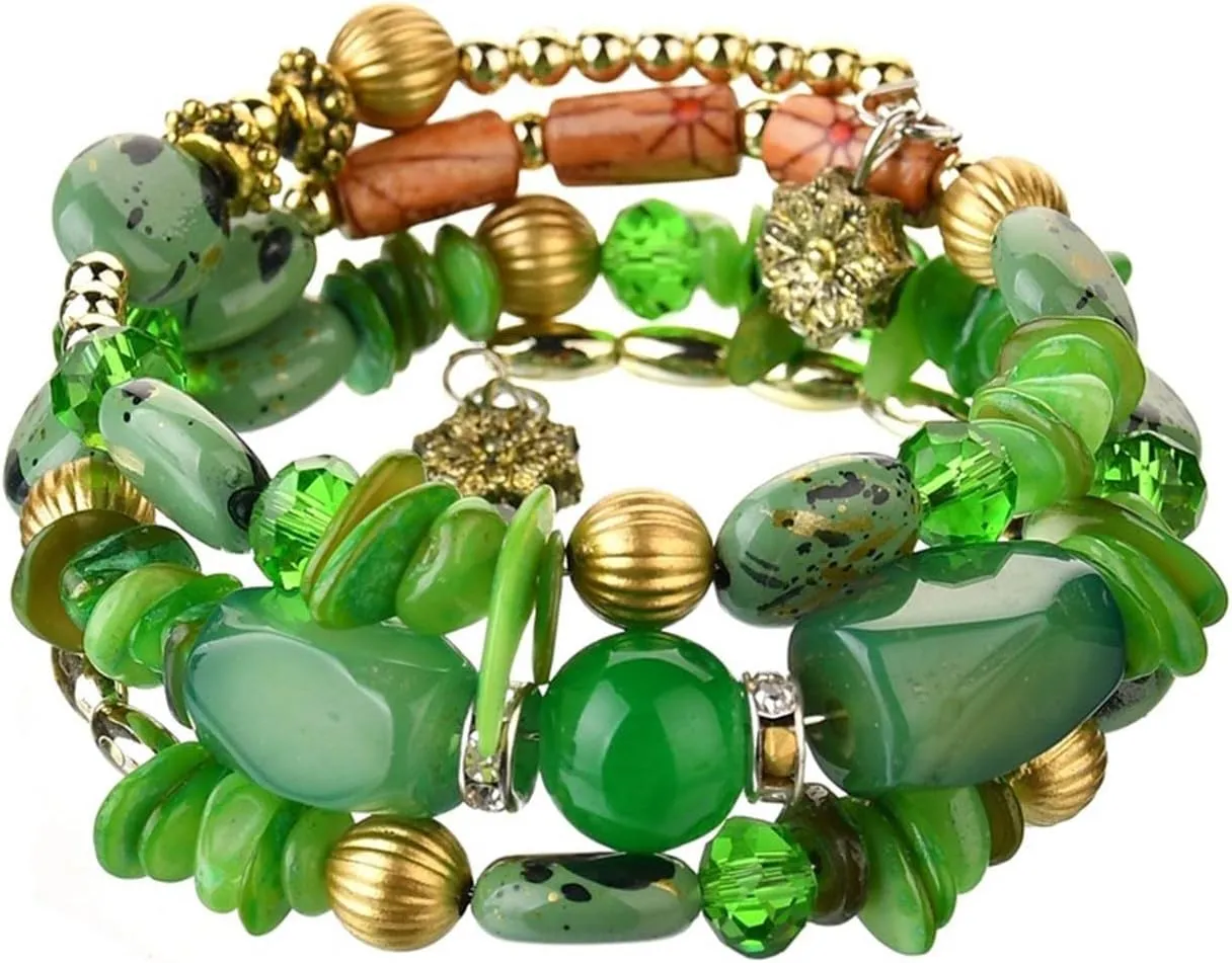 Boho Multilayer Irregular Agate Beads Charm Bracelets Handmade Multi-color Cryston Stone Turquoise Wrap Bracelets for Women Yoga Jewelry