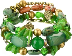 Boho Multilayer Irregular Agate Beads Charm Bracelets Handmade Multi-color Cryston Stone Turquoise Wrap Bracelets for Women Yoga Jewelry