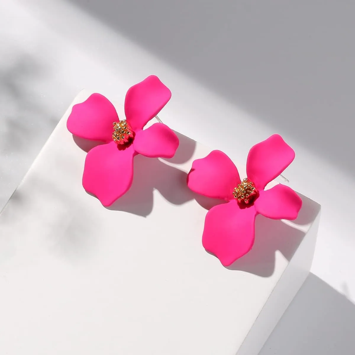 Boho Stud Earrings for Women - Chic Flower Statement Earrings with Gold Flower Bud, Great for Sister, Mom, Lover and Friends
