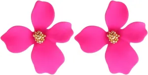 Boho Stud Earrings for Women - Chic Flower Statement Earrings with Gold Flower Bud, Great for Sister, Mom, Lover and Friends