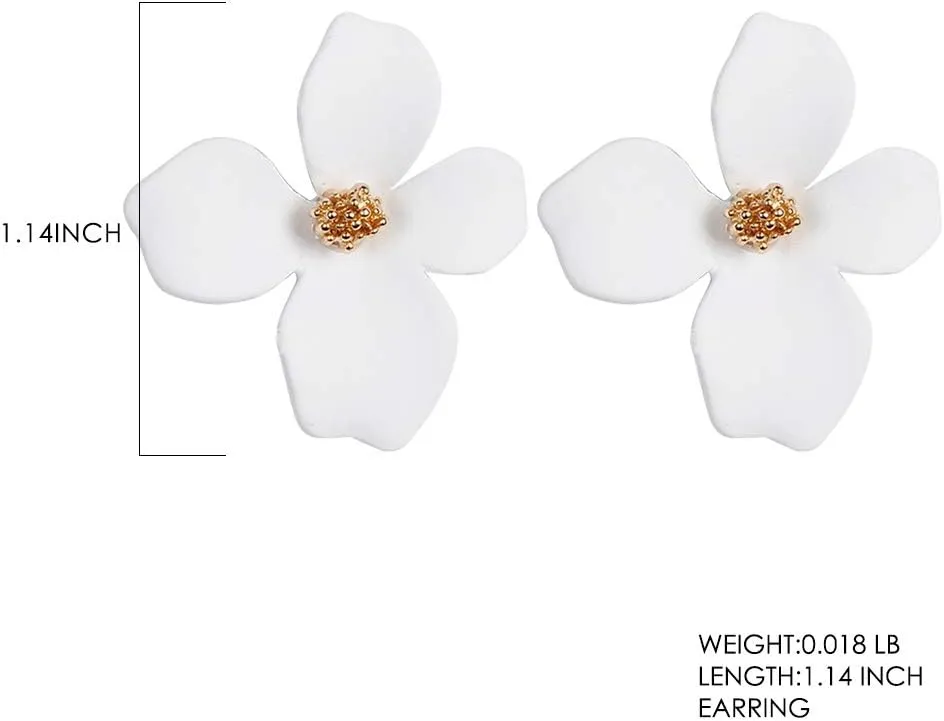 Boho Stud Earrings for Women - Chic Flower Statement Earrings with Gold Flower Bud, Great for Sister, Mom, Lover and Friends