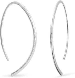 Boma Jewelry Sterling Silver Elliptical Threader Pull Through Hoop Earrings