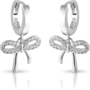 Bow Hoop Earrings for Women, Silver Bow Earrings Bow Stud Earrings Huggies Bowknot Drop Dangle Earrings Bow Knot Jewelry for Women Girls Birthday Party Wedding Prom, Medium