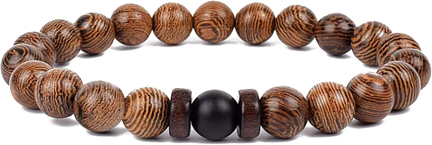 Bracelet Wooden Beads Balance Black Lava Rock Bangles Jewelry 8mm Natural Wood Women Prayer Jewelry Yoga Bracelets,37,23cm-9.1inch