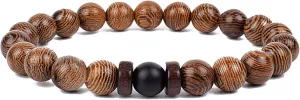 Bracelet Wooden Beads Balance Black Lava Rock Bangles Jewelry 8mm Natural Wood Women Prayer Jewelry Yoga Bracelets,37,23cm-9.1inch