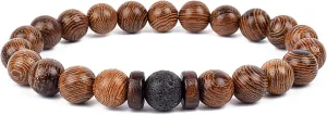 Bracelet Wooden Beads Balance Black Lava Rock Bangles Jewelry 8mm Natural Wood Women Prayer Jewelry Yoga Bracelets,40,19cm-7.5inch
