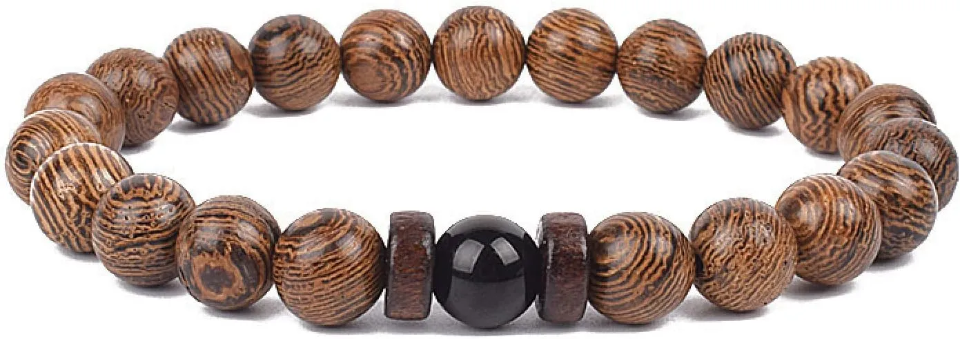 Bracelet Wooden Beads Balance Black Lava Rock Bangles Jewelry 8mm Natural Wood Women Prayer Jewelry Yoga Bracelets,41,21cm-8.3inch