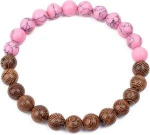 Bracelet Wooden Beads Balance Black Lava Rock Bangles Jewelry 8mm Natural Wood Women Prayer Jewelry Yoga Bracelets,5,23cm-9.1inch