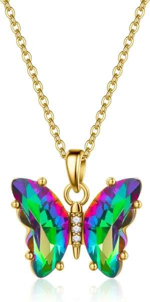 Butterfly Necklaces For Women Trendy 18k Gold Plated Butterfly Pendent, Moon Planet, Bee, Swan,Teardrop, Dolphin, Heart,Angel Pendant Gifts For Women