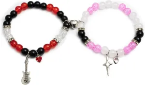 Caiyao Matching Couples Bracelets Friendship Bracelets Heart Stone Beads Guitar Love Star Distance Promise Bracelet for Best Friends Bff Couples Valentine's Day -B