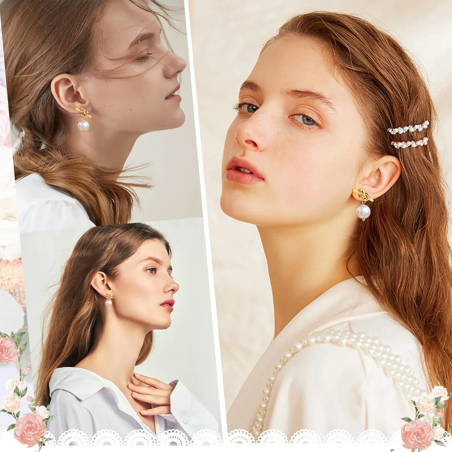 CEELGON Pearl Knot Bridesmaid Earrings Gold Proposal Box Gifts with Card Bridesmaid Jewelry Bachelorette Bridal Party Wedding Favors