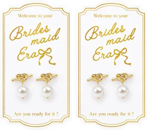 CEELGON Pearl Knot Bridesmaid Earrings Gold Proposal Box Gifts with Card Bridesmaid Jewelry Bachelorette Bridal Party Wedding Favors