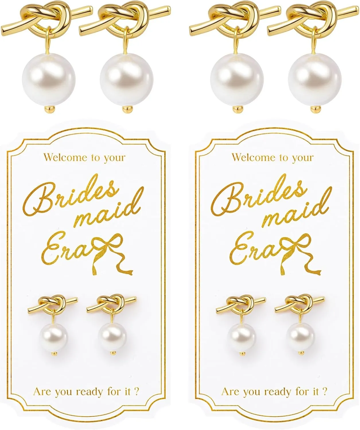 CEELGON Pearl Knot Bridesmaid Earrings Gold Proposal Box Gifts with Card Bridesmaid Jewelry Bachelorette Bridal Party Wedding Favors