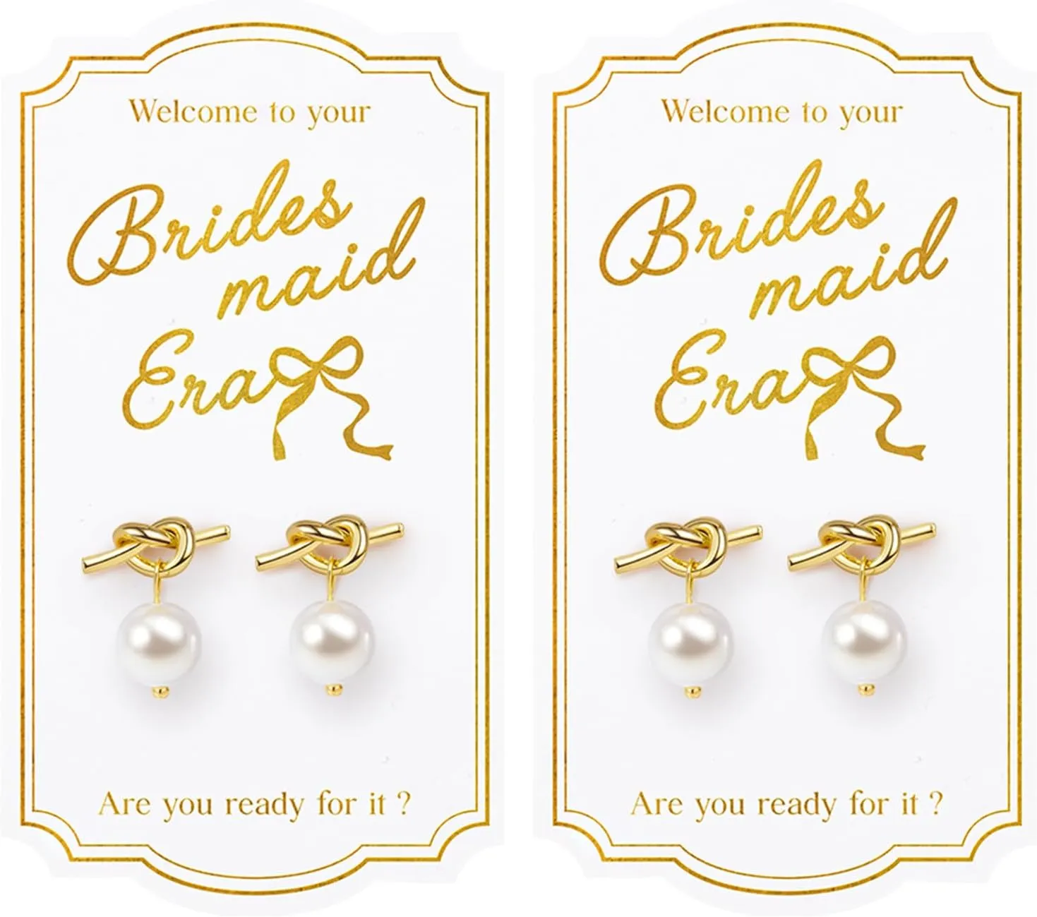 CEELGON Pearl Knot Bridesmaid Earrings Gold Proposal Box Gifts with Card Bridesmaid Jewelry Bachelorette Bridal Party Wedding Favors