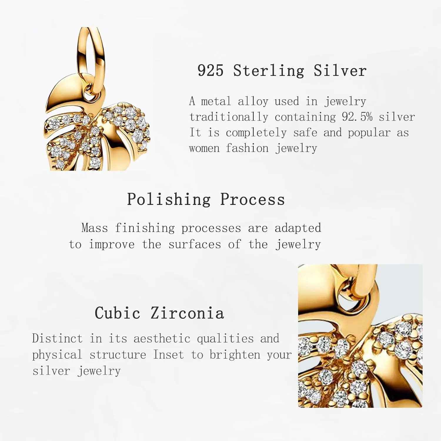 Charms Beads 925 Sterling Silver Animal Leaf Ocean Gold Travel Dangle Pendant with 5A Cubic fits for Charms Bracelets for Woman Mother's Day Christmas Birthday Gift