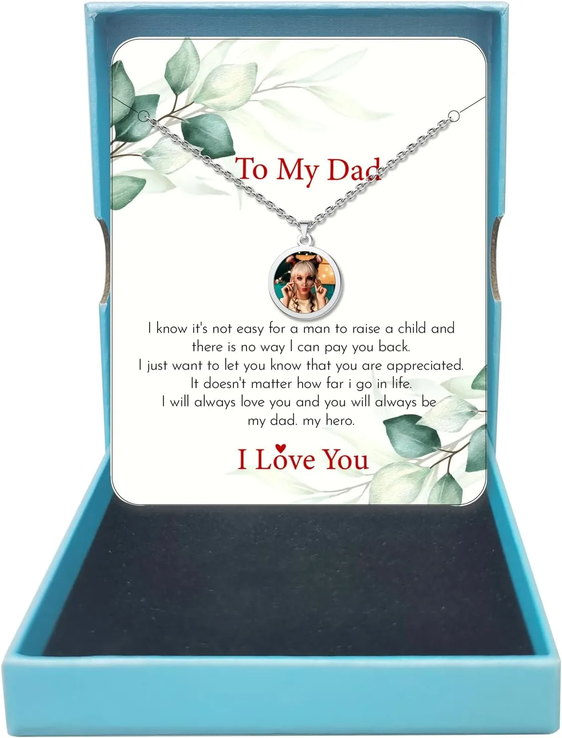 CharmSStory Personalized Photo Necklaces Custom Engraved Name Necklace Memory Keepsake Picture Necklace Pendant Customized Gifts for Women Men