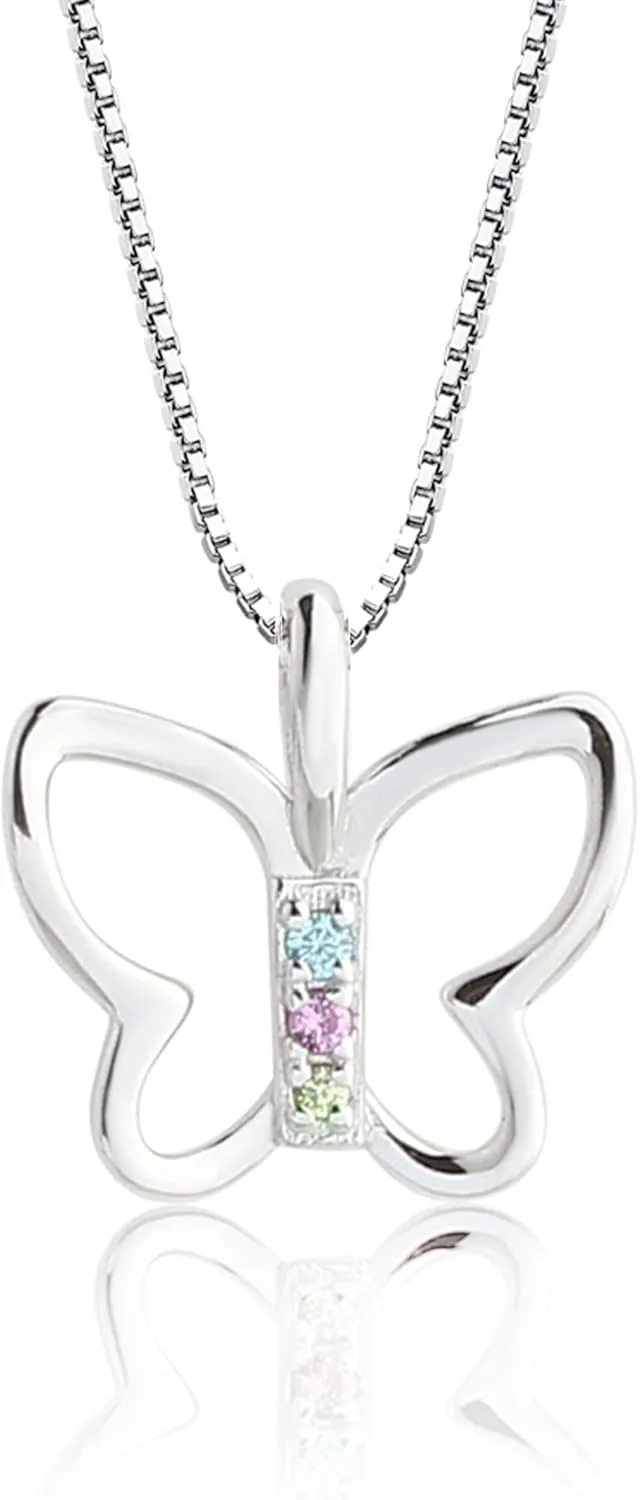 Cherished Moments Girl's Sterling Silver Butterfly Necklace Gift for Toddlers, Little Girls, Teens or Women