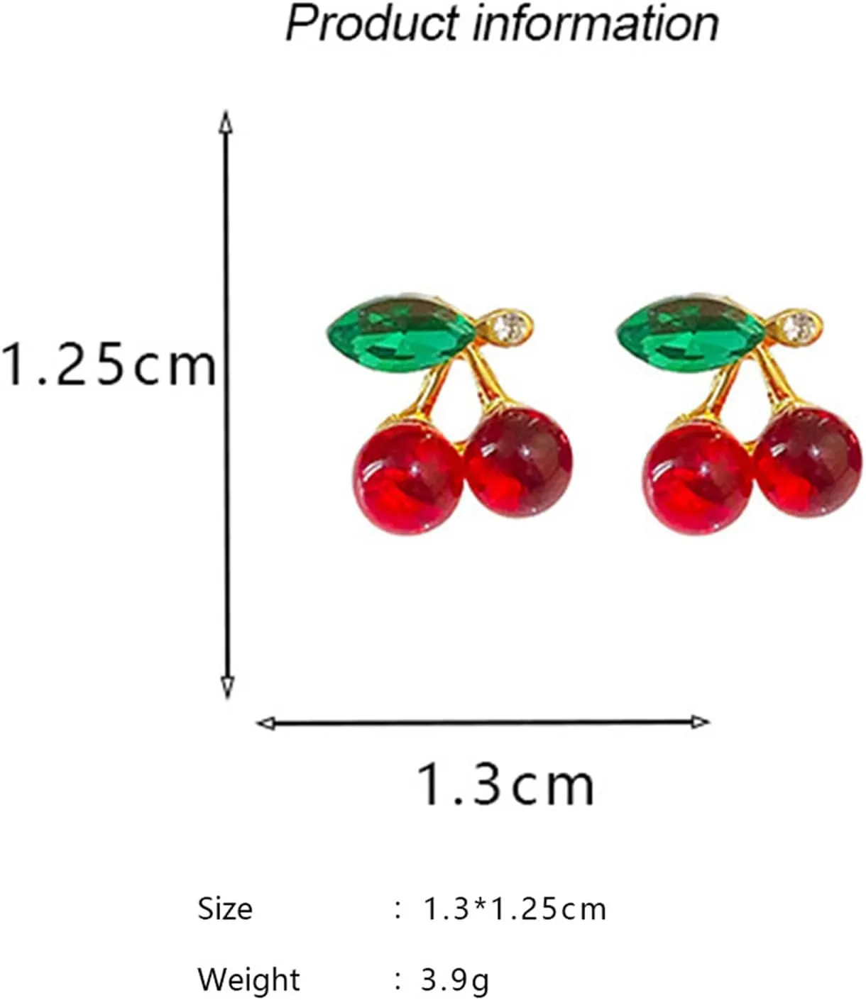 Cherry Earrings for Women Cute Funny 3D Cherry Earrings for Women Green Leaf Red cherries Dangle Hypoallergenic Jewelry