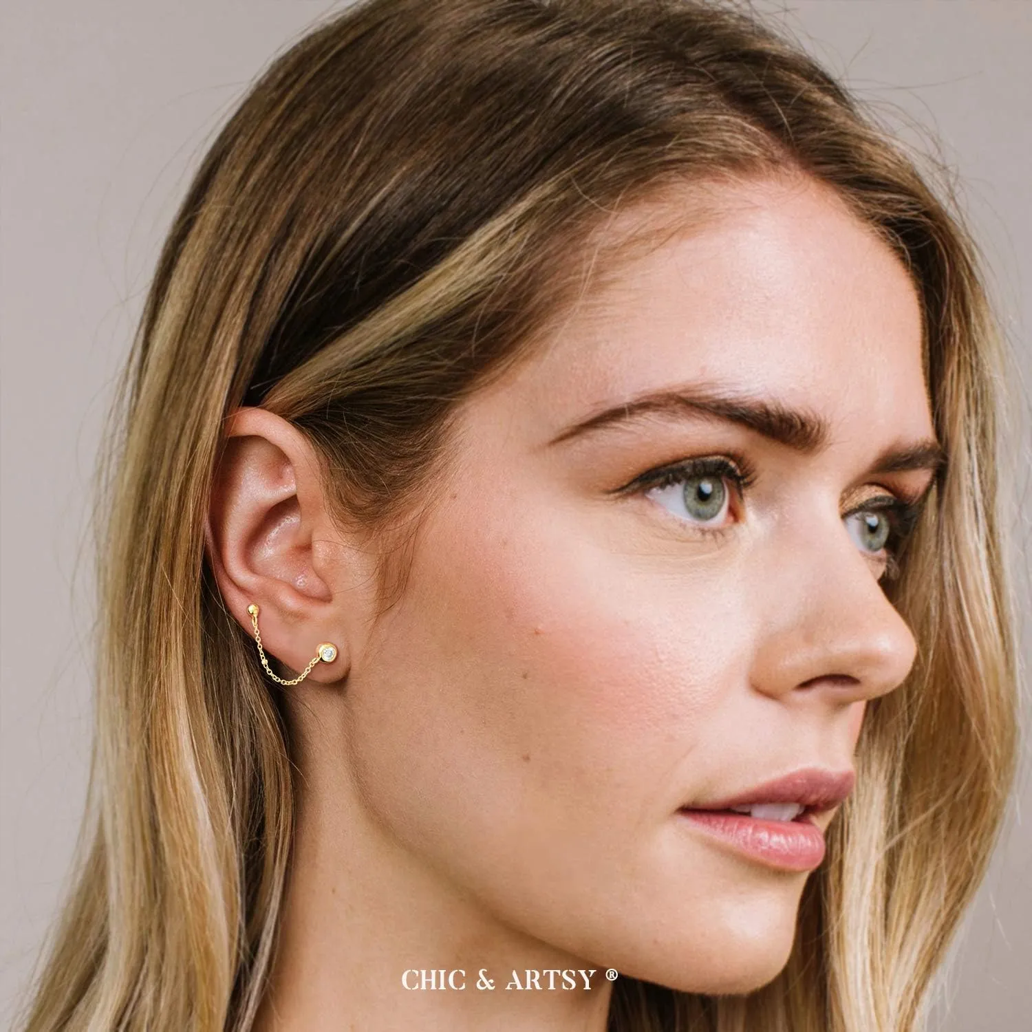 CHIC & ARTSY 925 Sterling Silver Bar,CZ,Ball,Chain Stud Earrings Created Opal,Moonstone,Turquoise Chain Earrings for Women
