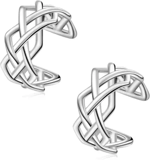 CHIC & ARTSY Sterling Silver Ear Cuff Earrings - Hypoallergenic, Simple Line, Adjustable No Piercing Clip Ons for Women