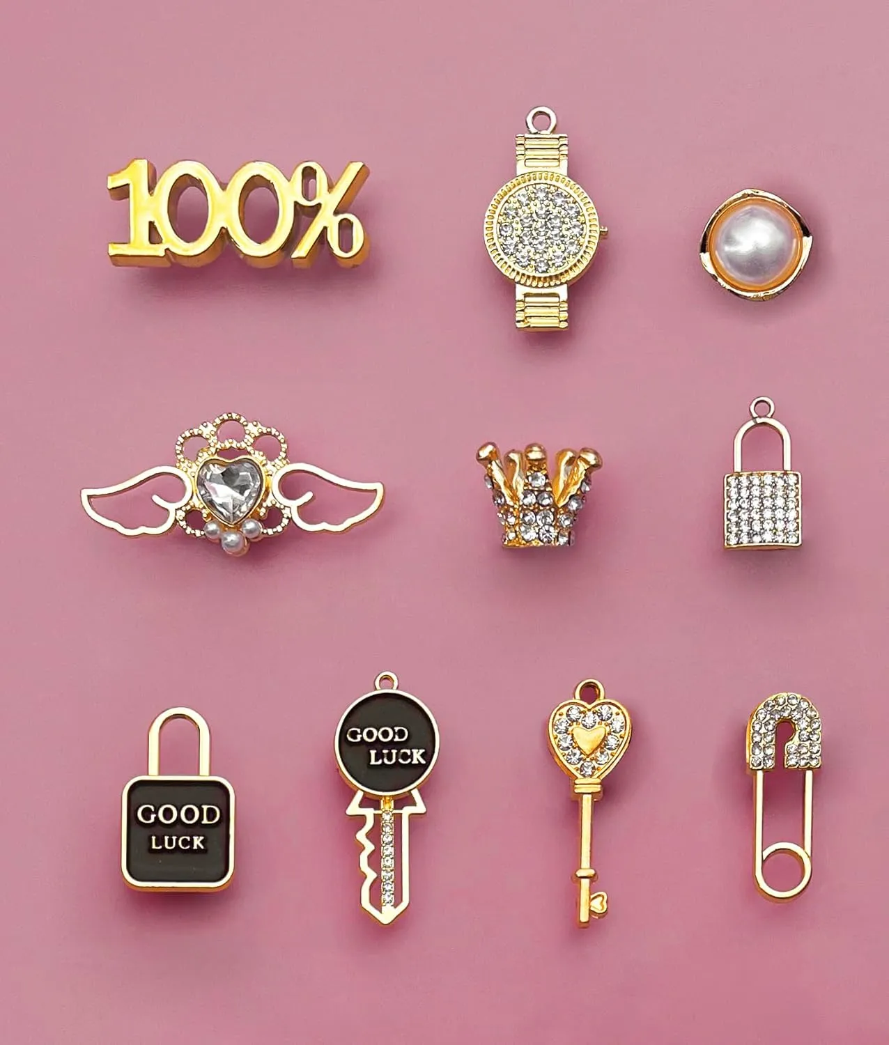 Chic Bling Shoe Charms Gold and Sliver Designer Jewels Pretty Cute Chains Decorations Accessories for Women Girl Adults