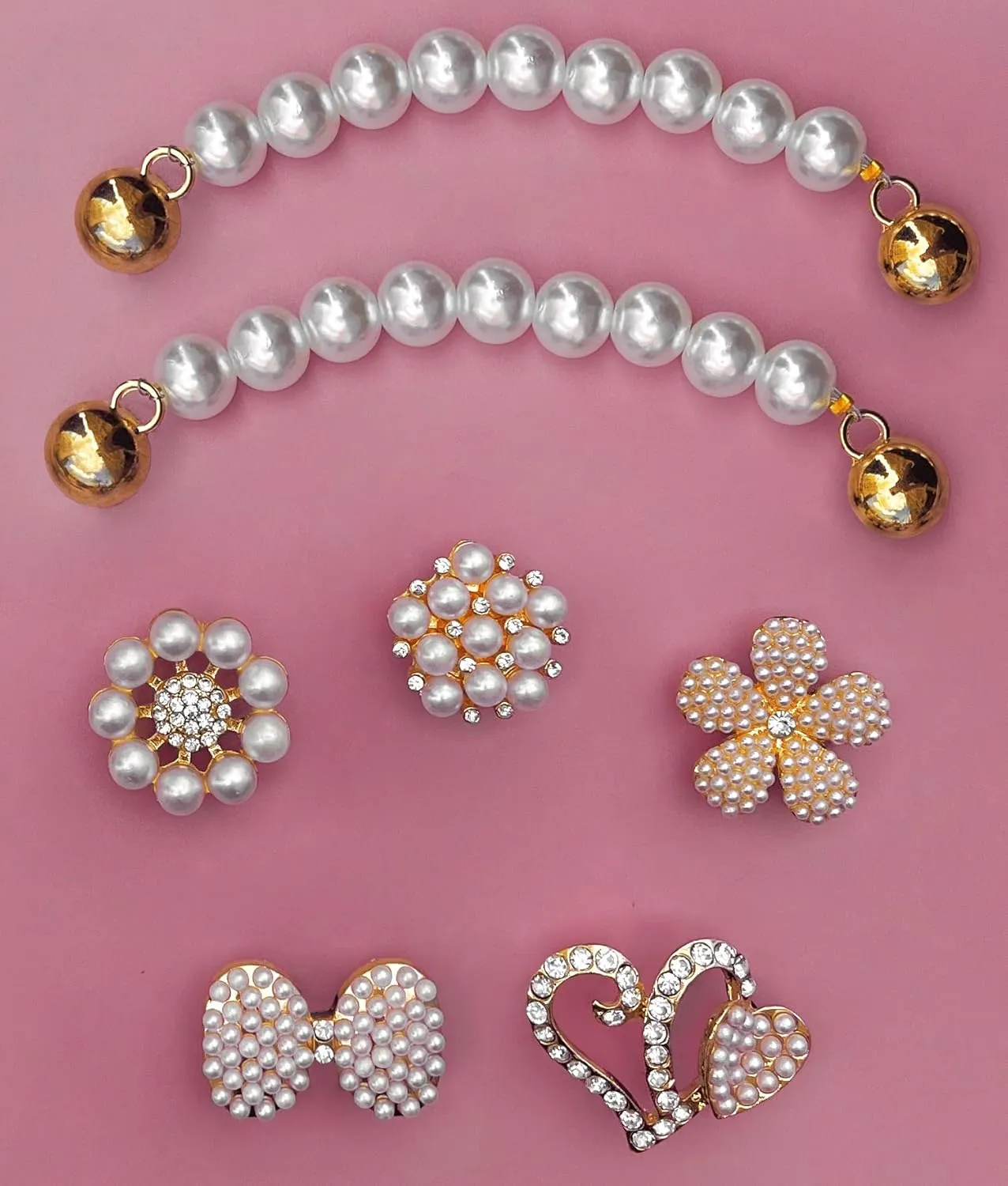 Chic Bling Shoe Charms Gold and Sliver Designer Jewels Pretty Cute Chains Decorations Accessories for Women Girl Adults