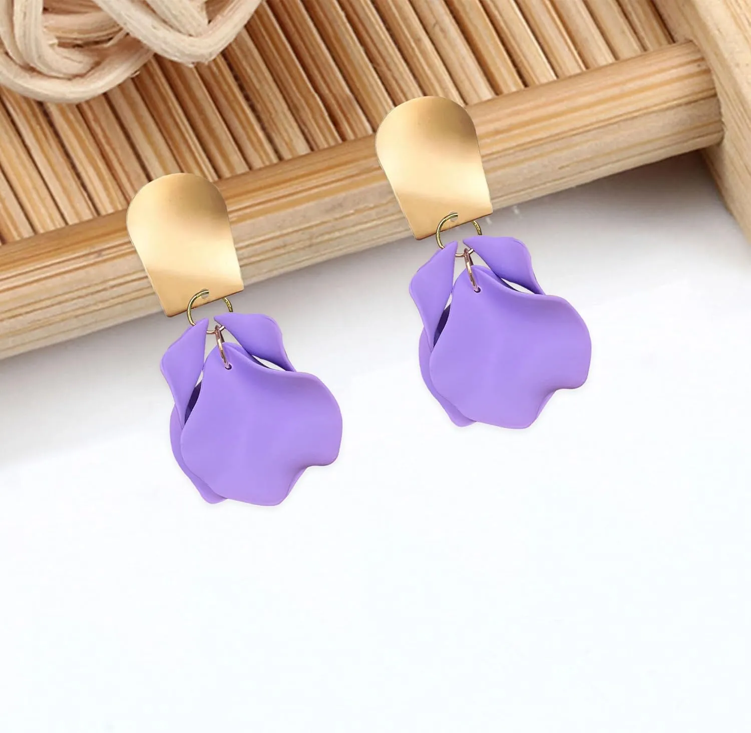 Chic Elegant Boho Red Rose Petal Dangle Resin Acrylic Tiered Matte Flower Earrings Statement Exaggerated Floral Tassel Earrings for Women