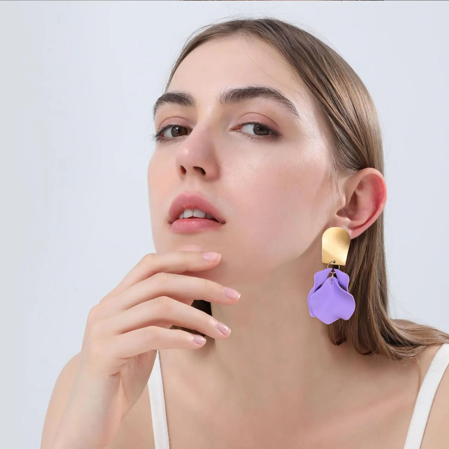 Chic Elegant Boho Red Rose Petal Dangle Resin Acrylic Tiered Matte Flower Earrings Statement Exaggerated Floral Tassel Earrings for Women