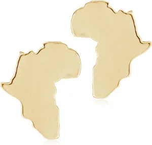 Chic Stainless Steel African Map Studs Earrings Cute Gold Silver Traditional Ethnic Post Map Stud Earring for Women