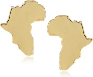 Chic Stainless Steel African Map Studs Earrings Hypoallergenic Gold Silver Traditional Ethnic Post Stud for Women Girls Statement Jewelry Gifts