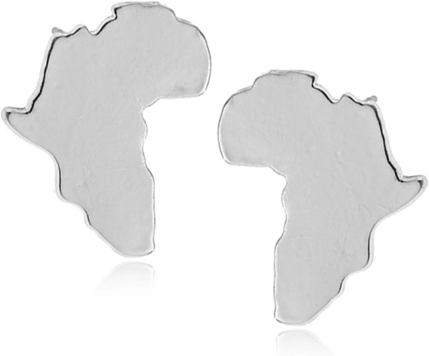 Chic Stainless Steel African Map Studs Earrings Hypoallergenic Gold Silver Traditional Ethnic Post Stud for Women Statement Jewelry Gifts (Silver)