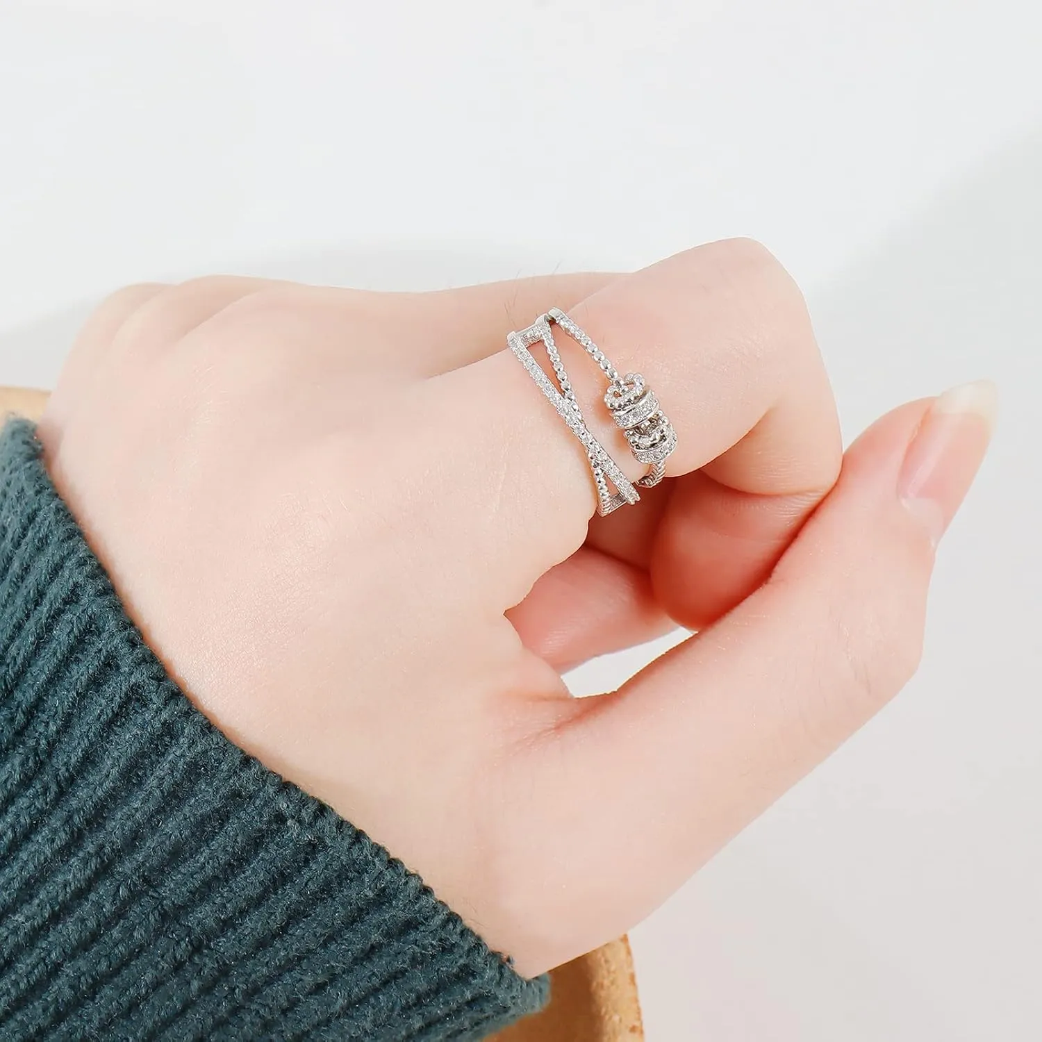 Choistily Daughter Gifts from Mom Fidget Ring Mother Daughter Rings Adjustable Open Multi-layered Spinner Rings Jewelry Mothers Day Gifts