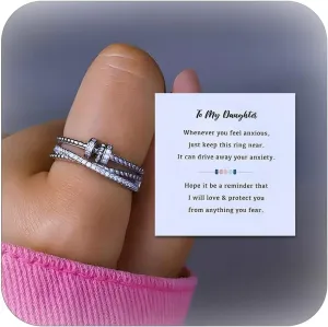 Choistily Daughter Gifts from Mom Fidget Ring Mother Daughter Rings Adjustable Open Multi-layered Spinner Rings Jewelry Mothers Day Gifts