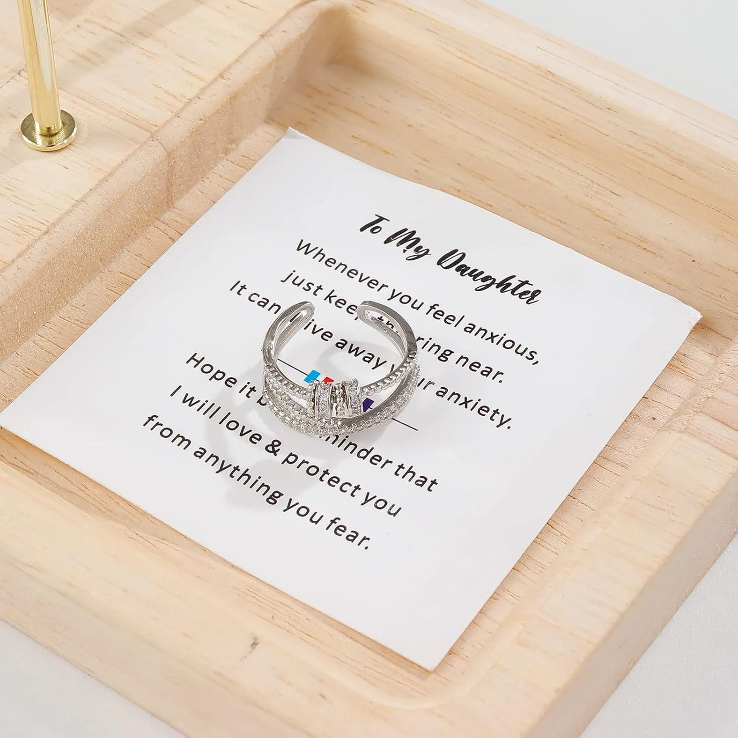 Choistily Daughter Gifts from Mom Fidget Ring Mother Daughter Rings Adjustable Open Multi-layered Spinner Rings Jewelry Mothers Day Gifts