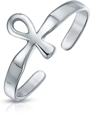 Christian Religious Symbol of Life Egyptian Drop Dangle Lever back Ankh Cross Stud Earrings For Women Teens Polished .925 Sterling Silver