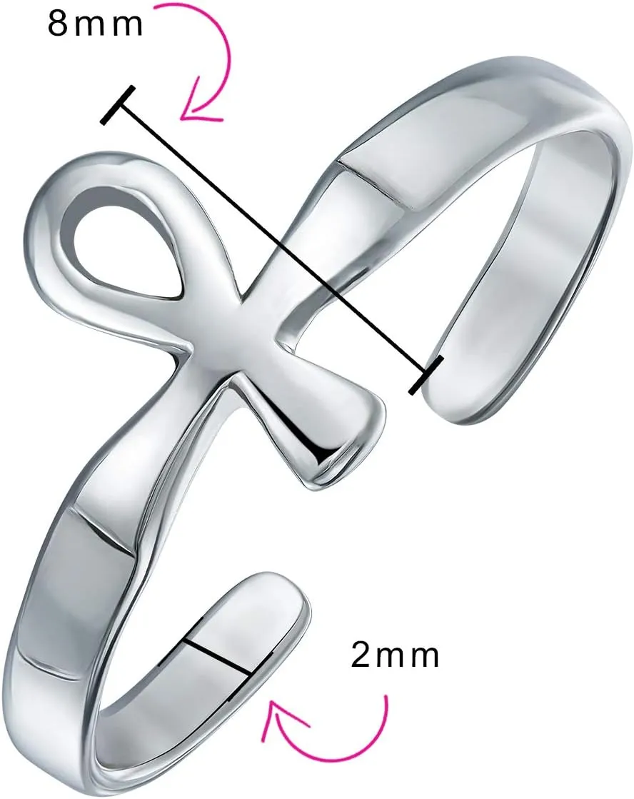 Christian Religious Symbol of Life Egyptian Drop Dangle Lever back Ankh Cross Stud Earrings For Women Teens Polished .925 Sterling Silver