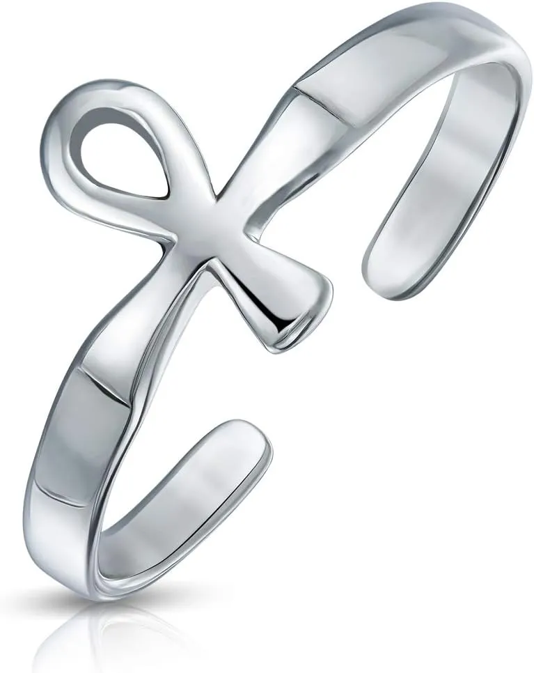 Christian Religious Symbol of Life Egyptian Drop Dangle Lever back Ankh Cross Stud Earrings For Women Teens Polished .925 Sterling Silver