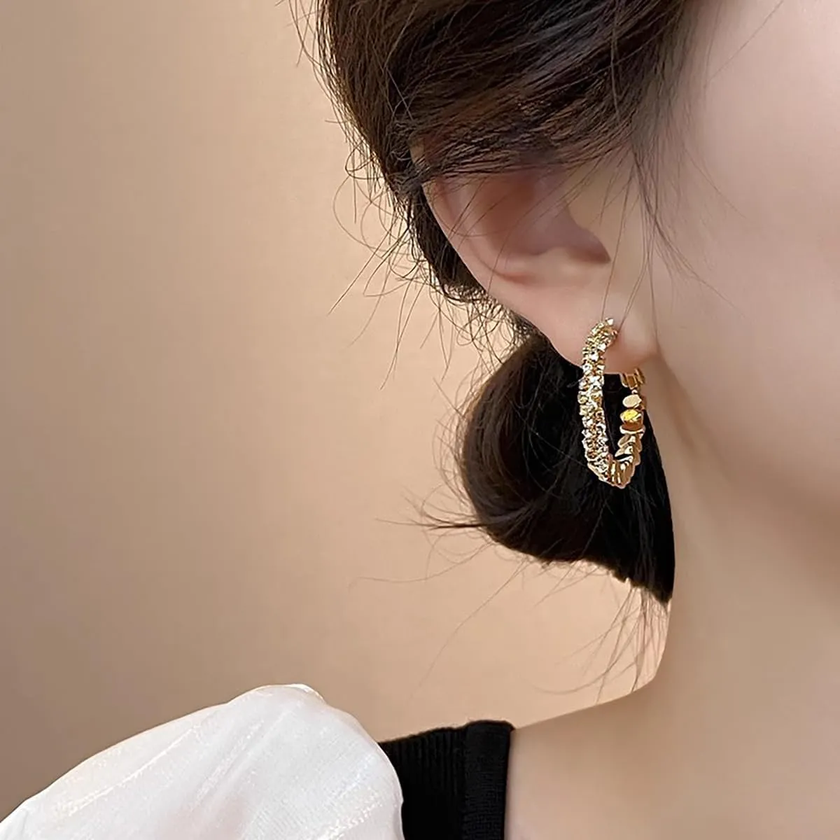 Chunky Gold Hoop Earrings for Women Dainty Geometric Irregularity Drop Dangle Earrings Trendy Chunky Thick Gold Hoop Earrings Lightweight Hypoallergenic Earring Holiday Jewelry