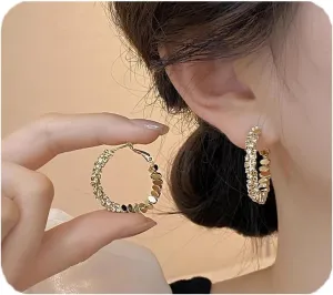 Chunky Gold Hoop Earrings for Women Dainty Geometric Irregularity Drop Dangle Earrings Trendy Chunky Thick Gold Hoop Earrings Lightweight Hypoallergenic Earring Holiday Jewelry
