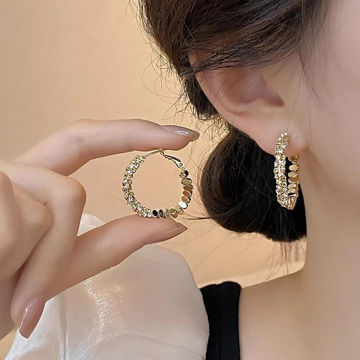 Chunky Gold Hoop Earrings for Women Dainty Geometric Irregularity Drop Dangle Earrings Trendy Chunky Thick Gold Hoop Earrings Lightweight Hypoallergenic Earring Holiday Jewelry