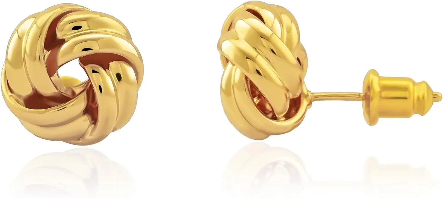 Chunky Small Knot Earrings for Women 14K Gold Silver Plated Geometric Dangle Drop Hoop Stud Dainty Hypoallergenic and Lightweight Jewelry Fashion Trendy Gifts