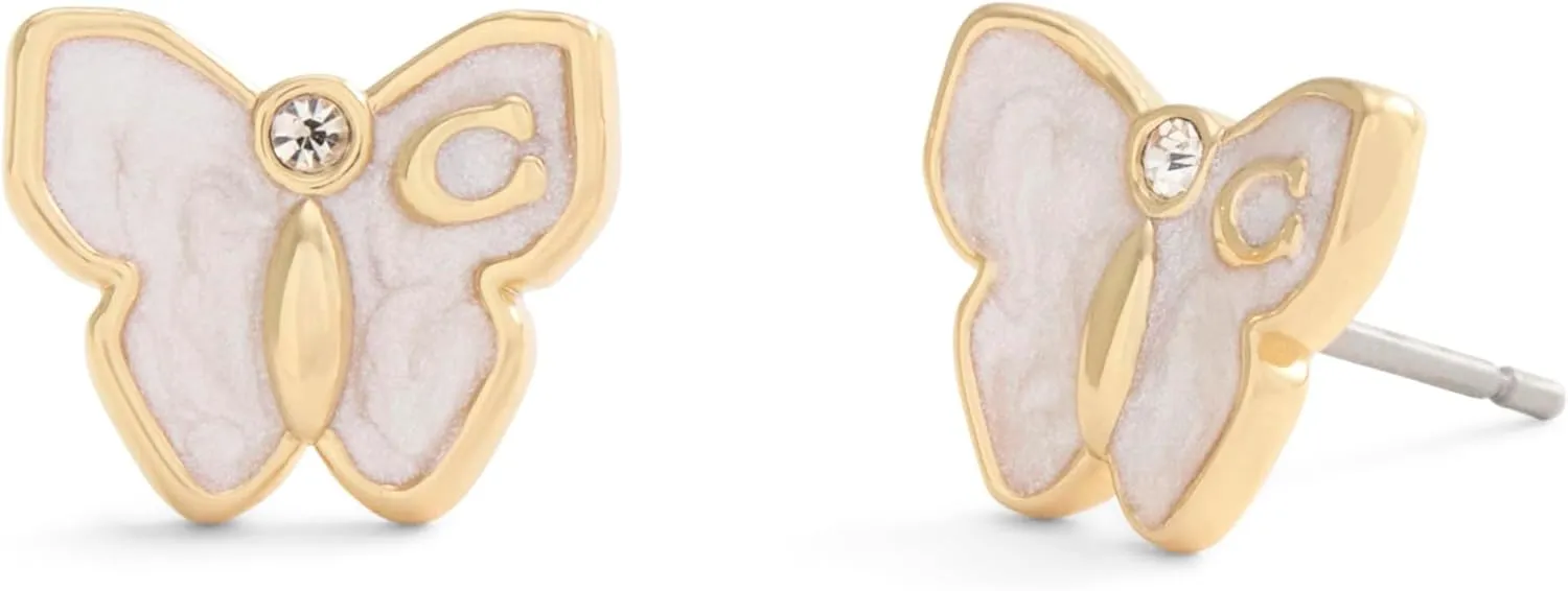 COACH Women's Signature Butterfly Stud Earrings