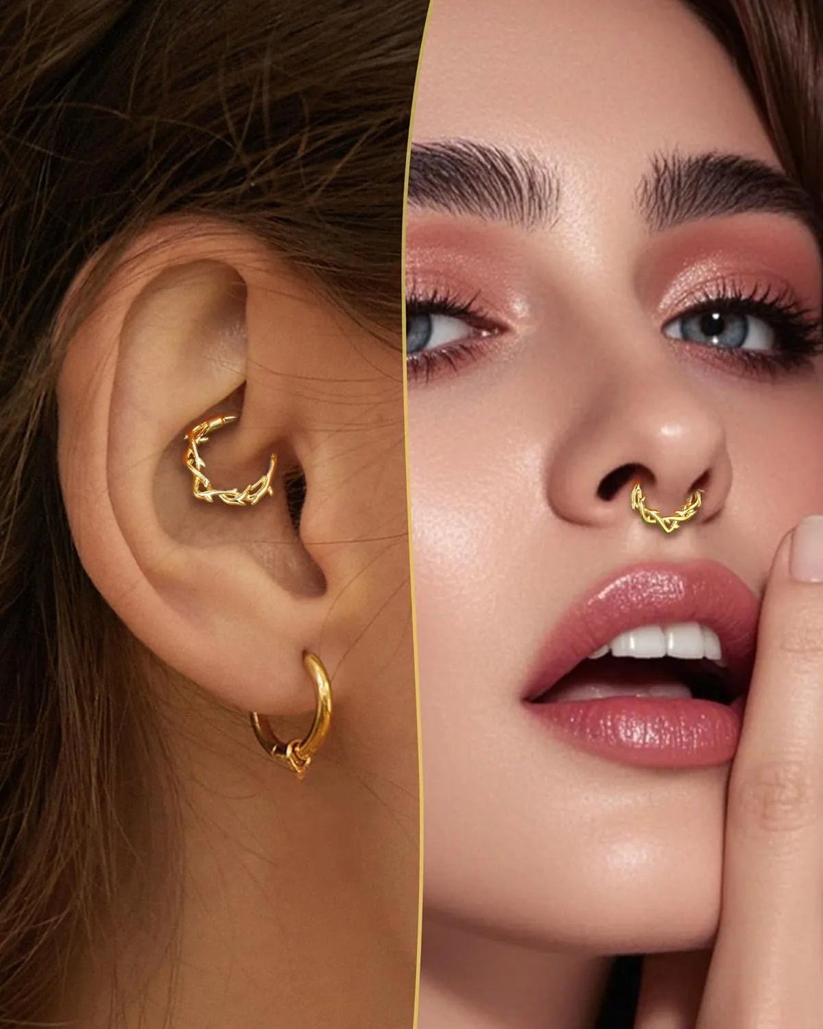 COCHARM Septum Rings,16G Vine Septum Jewelry,Dainty Helix Daith Earrings,Stainless Steel Septum Daith Piercing Jewelry
