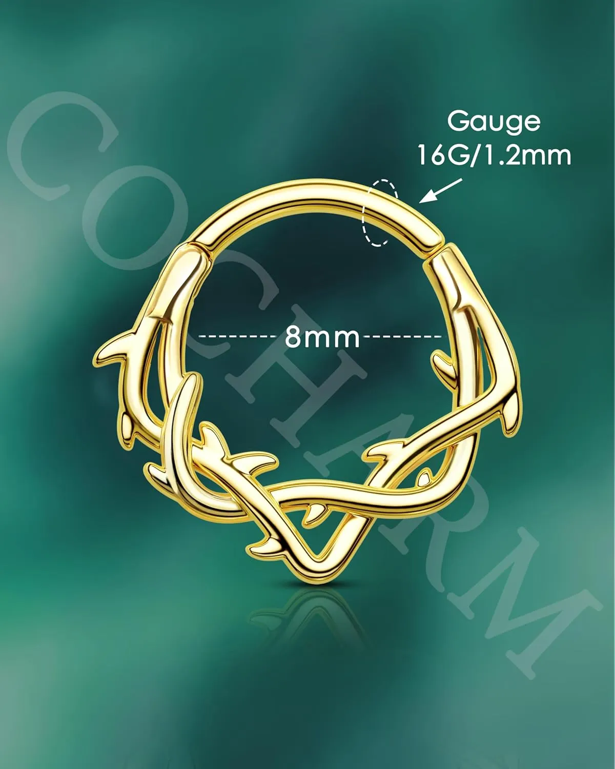 COCHARM Septum Rings,16G Vine Septum Jewelry,Dainty Helix Daith Earrings,Stainless Steel Septum Daith Piercing Jewelry