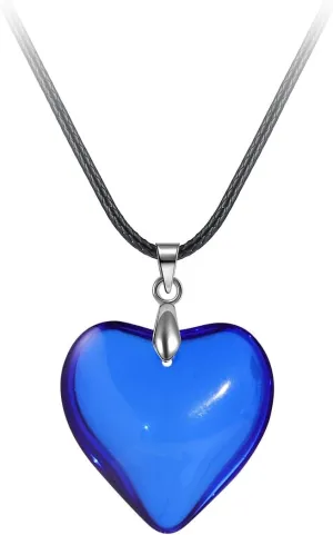 COLORFUL BLING Chunky Glass Puffy Heart Choker Necklace Coloured Glaze Heart Charms Pendant Necklace Y2K Aesthetic Simple Jewelry for Women